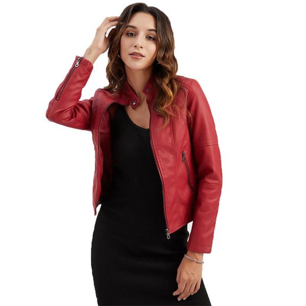 plus size leather jacket women 2021 zipper stand collar slim fashion casual temperament red apricot fake coats n951 women's & faux, Black
plus size leather jacket women 2021 zipper stand collar slim fashion casual temperament red apricot fake coats n951 women's & faux, Black