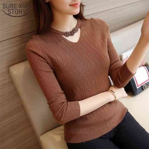 korean ol style autumn and winter women's pullover knit thin tight solid lonfg sleeve slim sweaters 10609 210508, White;black
korean ol style autumn and winter women's pullover knit thin tight solid lonfg sleeve slim sweaters 10609 210508, White;black