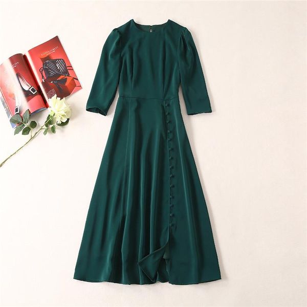 autumn dresses for women fashion three quarter sleeves solid green midi casual party vestidos lady elegant, Black;gray
autumn dresses for women fashion three quarter sleeves solid green midi casual party vestidos lady elegant, Black;gray