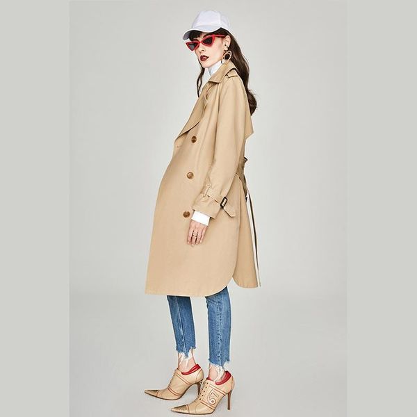 women's trench coats double-breasted coat with belt classical lapel collar loose long windbreaker chic outwear khaki, Tan;black
women's trench coats double-breasted coat with belt classical lapel collar loose long windbreaker chic outwear khaki, Tan;black