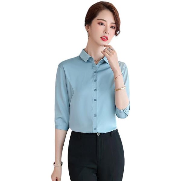 women's blouses & shirts summer formal women blue half sleeve ladies work blouse and sets office wear clothes, White
women's blouses & shirts summer formal women blue half sleeve ladies work blouse and sets office wear clothes, White