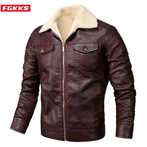 men's fur & faux fgkks brand men solid pu leather jacket winter fashion velvet male thick warm jackets coats, Black
men's fur & faux fgkks brand men solid pu leather jacket winter fashion velvet male thick warm jackets coats, Black