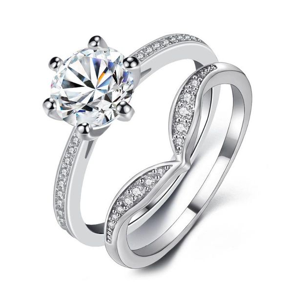 wedding rings engagement ring set for women female classic v shaped trend silver color with shiny zircon fashion jewelry kar230, Slivery;golden
wedding rings engagement ring set for women female classic v shaped trend silver color with shiny zircon fashion jewelry kar230, Slivery;golden