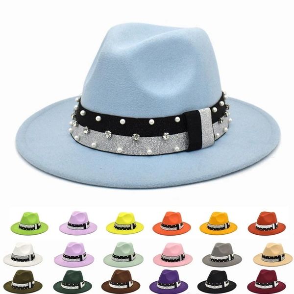 wide brim hats women summer fedora hat felt black chain panama trilby cap with band polyester men, Blue;gray
wide brim hats women summer fedora hat felt black chain panama trilby cap with band polyester men, Blue;gray