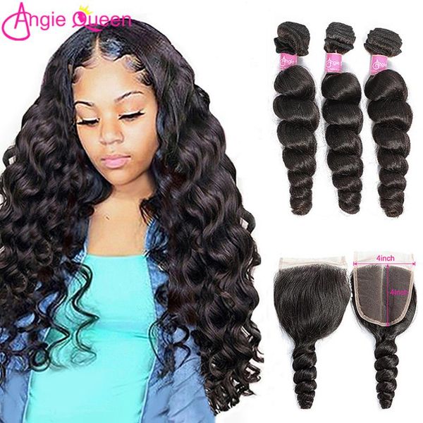 human hair bulks loose wave bundles with closure (3+1) angie queen natural color brazilian remy 100% lace 3, Black
human hair bulks loose wave bundles with closure (3+1) angie queen natural color brazilian remy 100% lace 3, Black