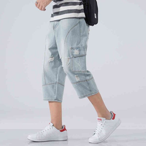 jeans big size summer ripped denim shorts multi-pockets short capri cargo pants men baggy jeans trousers, Blue
jeans big size summer ripped denim shorts multi-pockets short capri cargo pants men baggy jeans trousers, Blue