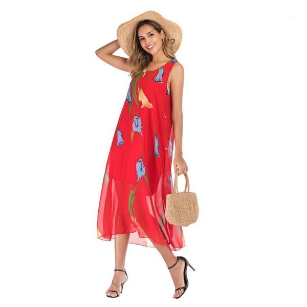 women's dress fashion summer large size chiffon floral suspender loose printed women casual dresses, Black;gray
women's dress fashion summer large size chiffon floral suspender loose printed women casual dresses, Black;gray