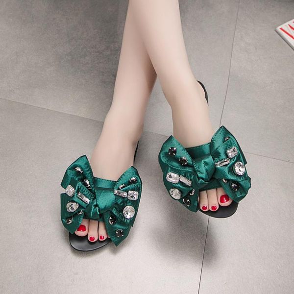slippers lady flats crystal shoes bow silk satin flipflops women mules summer luxury rhinestone big bow-tie slip on slides beach, Black
slippers lady flats crystal shoes bow silk satin flipflops women mules summer luxury rhinestone big bow-tie slip on slides beach, Black