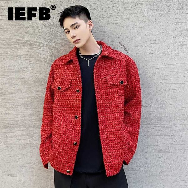 iefb mens woven bright silk woolen jacket loose lapel single breasted long sleeve red oversized coat autumn winter 211122, Black
iefb mens woven bright silk woolen jacket loose lapel single breasted long sleeve red oversized coat autumn winter 211122, Black
