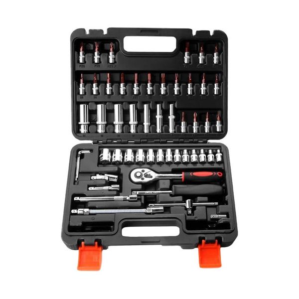 professional hand tool sets 53-piece 1/4 socket set for home car automobile bike mechanic projects repair garage trunk with plastic toolbox
professional hand tool sets 53-piece 1/4 socket set for home car automobile bike mechanic projects repair garage trunk with plastic toolbox