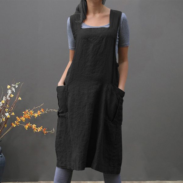 factory6zhi factory153s apron 2020 wai cotton and household clothes loose linen long dress women, White;black
factory6zhi factory153s apron 2020 wai cotton and household clothes loose linen long dress women, White;black