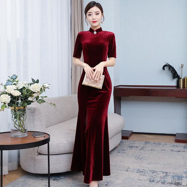 ethnic clothing 2021 chinese qipao dress bridesmaid wedding elegant women red velvet cheongsam vestidos oriental long vintage
ethnic clothing 2021 chinese qipao dress bridesmaid wedding elegant women red velvet cheongsam vestidos oriental long vintage