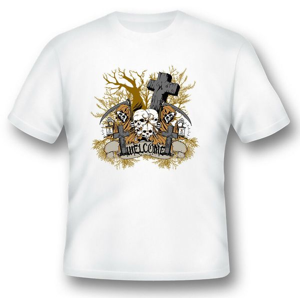 welcome to the welcome to the cemetery skulls crosses black or white tee, White;black
welcome to the welcome to the cemetery skulls crosses black or white tee, White;black
