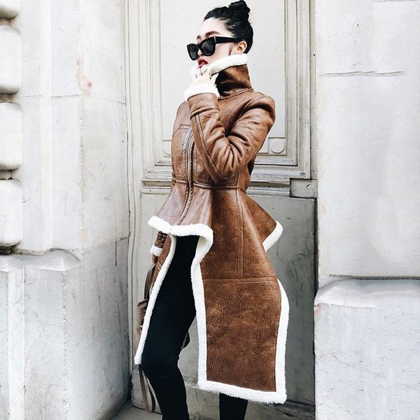 women's leather & faux 2021 women spring warm outerwear stand collar pu coat solid asymmetrical fur jacket, Black
women's leather & faux 2021 women spring warm outerwear stand collar pu coat solid asymmetrical fur jacket, Black