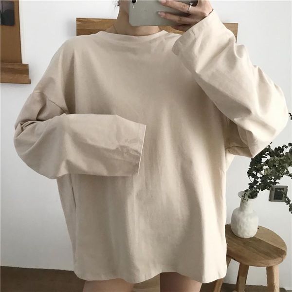 korean ulzzang solid loose t-shirt oversize women casual long sleeve t shirt female o-neck pullovers tshirt vogue tee women's, White
korean ulzzang solid loose t-shirt oversize women casual long sleeve t shirt female o-neck pullovers tshirt vogue tee women's, White