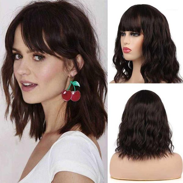 dark brown wigs with air bangs synthetic hair wig short wavy curly for women daily party cosplay heat resistant fiber1, Black
dark brown wigs with air bangs synthetic hair wig short wavy curly for women daily party cosplay heat resistant fiber1, Black