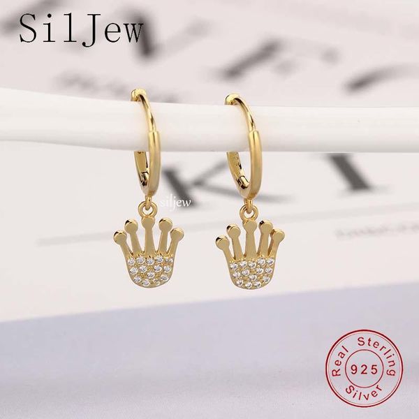 hoop & huggie siljew fashion princess crown pave crystal zircon pendant stud earrings for women genuine 925 sterling silver punk jewelry gif, Golden;silver
hoop & huggie siljew fashion princess crown pave crystal zircon pendant stud earrings for women genuine 925 sterling silver punk jewelry gif, Golden;silver