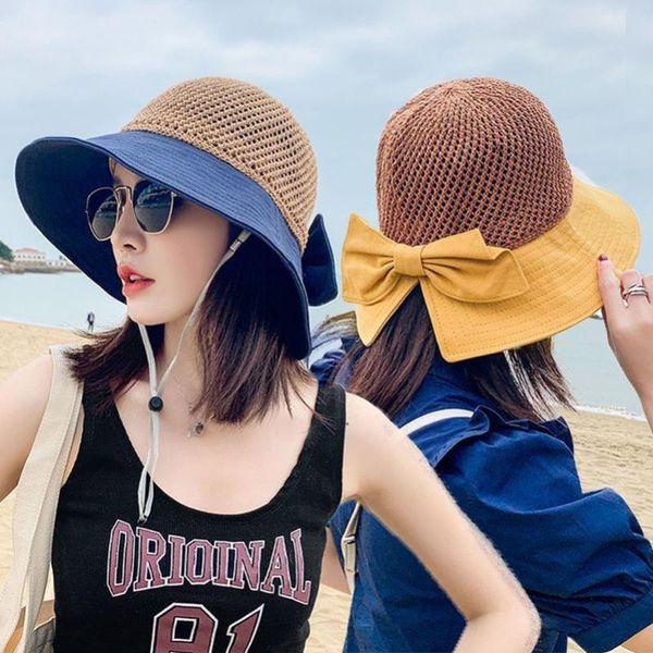 wide brim hats summer for women knitted breathable foldable sun hat elegant hollow bow bucket protection travel beach cap, Blue;gray
wide brim hats summer for women knitted breathable foldable sun hat elegant hollow bow bucket protection travel beach cap, Blue;gray