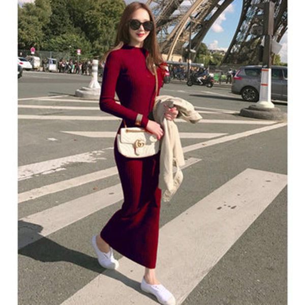 casual dresses slim maxi knitted women winter 2021 warm elasticity pullover o-neck long sleeves pencil party dress elegant bodycon, Black;gray
casual dresses slim maxi knitted women winter 2021 warm elasticity pullover o-neck long sleeves pencil party dress elegant bodycon, Black;gray