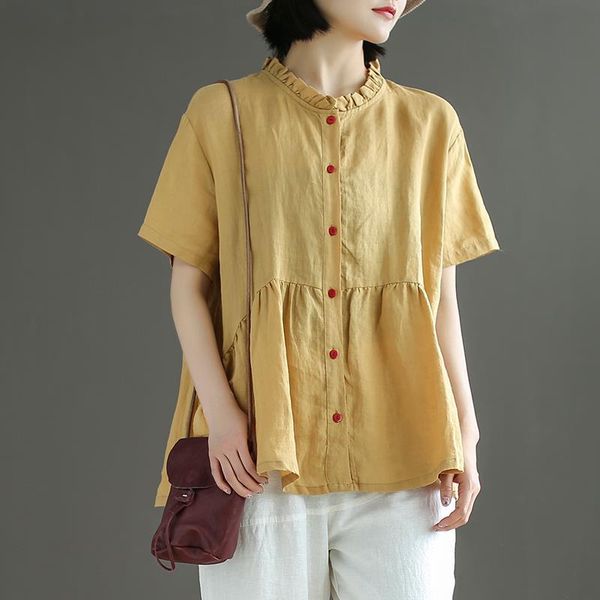 women's blouses & shirts 2021 summer arts style women short sleeve loose white femme blusas plus size solid cotton casual s991
women's blouses & shirts 2021 summer arts style women short sleeve loose white femme blusas plus size solid cotton casual s991