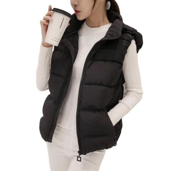 women's vests autumn winter cotton vest female student short korean removable hooded down large coat solid warm jacket, Black;white
women's vests autumn winter cotton vest female student short korean removable hooded down large coat solid warm jacket, Black;white