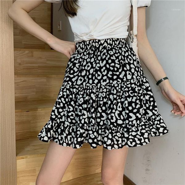 skirts women summer fashion high waist a line slim thin stretch casual mini skirt female leopard print shirring femme, Black 
skirts women summer fashion high waist a line slim thin stretch casual mini skirt female leopard print shirring femme, Black