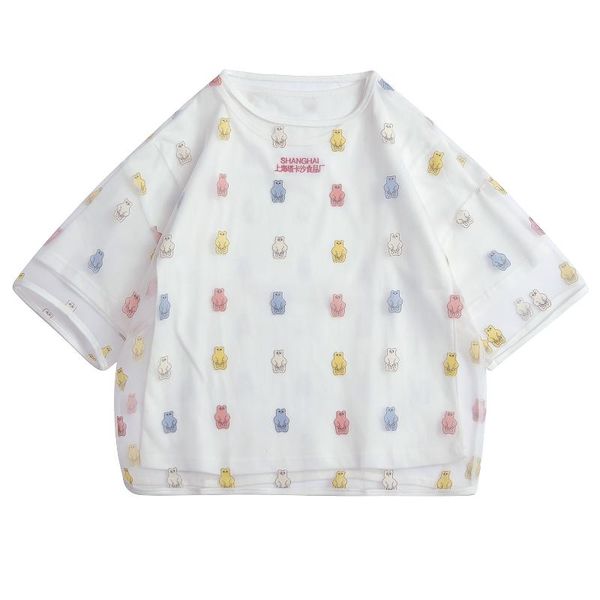 women's blouses & shirts sweet two pieces women chiffon o neck summer cute bears printed fashion design famale blouse preppy style, White
women's blouses & shirts sweet two pieces women chiffon o neck summer cute bears printed fashion design famale blouse preppy style, White