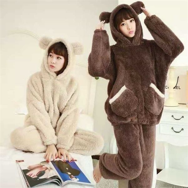 thick clothing set kartoon kawaii sleepwer winter women's pajamas coral fleece warm woman 2 pieces hooded trouser suits 211126, Black;red
thick clothing set kartoon kawaii sleepwer winter women's pajamas coral fleece warm woman 2 pieces hooded trouser suits 211126, Black;red
