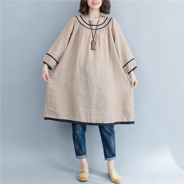 casual dresses johnature 2021 women cloth khaki cotton linen spring summer o-neck long sleeve patchwork, Black;gray
casual dresses johnature 2021 women cloth khaki cotton linen spring summer o-neck long sleeve patchwork, Black;gray