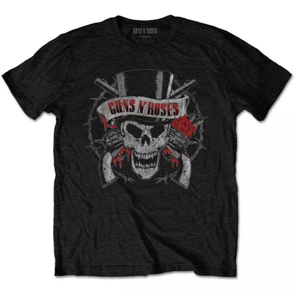 official guns n roses t shirt distressed skull black classic rock mens tee slash, White;black
official guns n roses t shirt distressed skull black classic rock mens tee slash, White;black