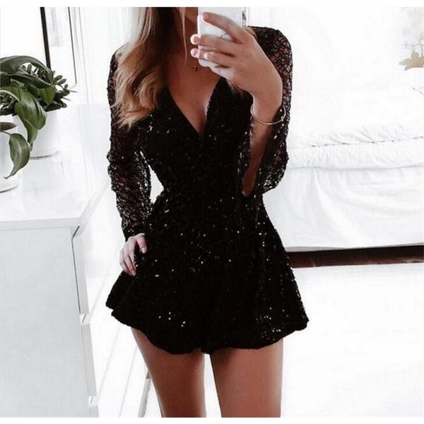 casual dresses elegant bodysuit lace sequin jumpsuit romper women deep v neck hollow out overalls long flare sleeve black playsuit, Black;gray
casual dresses elegant bodysuit lace sequin jumpsuit romper women deep v neck hollow out overalls long flare sleeve black playsuit, Black;gray
