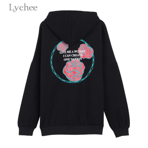 women's hoodies & sweatshirts lychee harajuku punk autumn winter women hooded sweatshirt rose letter print long sleeve fleece tracksuit, Black
women's hoodies & sweatshirts lychee harajuku punk autumn winter women hooded sweatshirt rose letter print long sleeve fleece tracksuit, Black