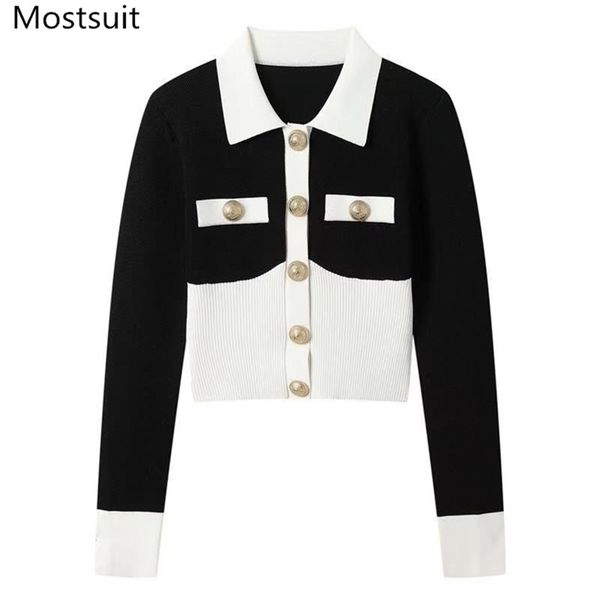 color-blocked knitted crop women full sleeve single-breasted buttons short caridgan sweater vintage elegant ladies jumpers 210513, White;black
color-blocked knitted crop women full sleeve single-breasted buttons short caridgan sweater vintage elegant ladies jumpers 210513, White;black