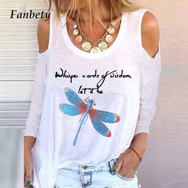 women's blouses & shirts streetwear casual o neck women dragonfly letter print off shoulder long sleeve female shirt blu, White
women's blouses & shirts streetwear casual o neck women dragonfly letter print off shoulder long sleeve female shirt blu, White