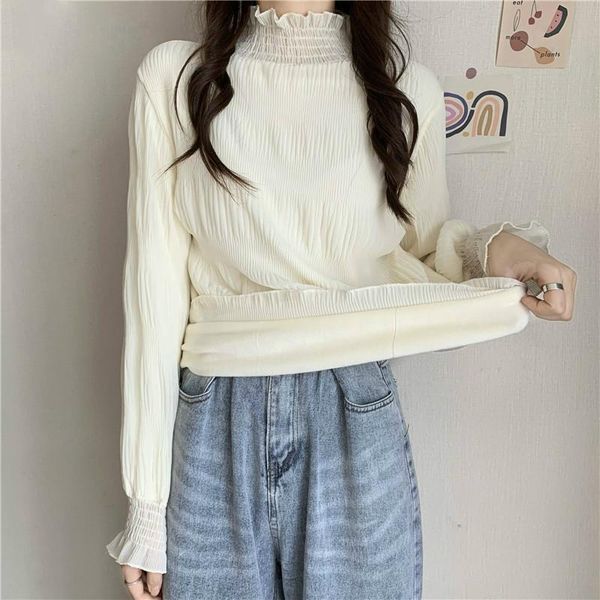 high neck pullover long sleeve blouse women solid slim lace blusas spring 2021 all match shirt feminino women's blouses & shirts, White
high neck pullover long sleeve blouse women solid slim lace blusas spring 2021 all match shirt feminino women's blouses & shirts, White