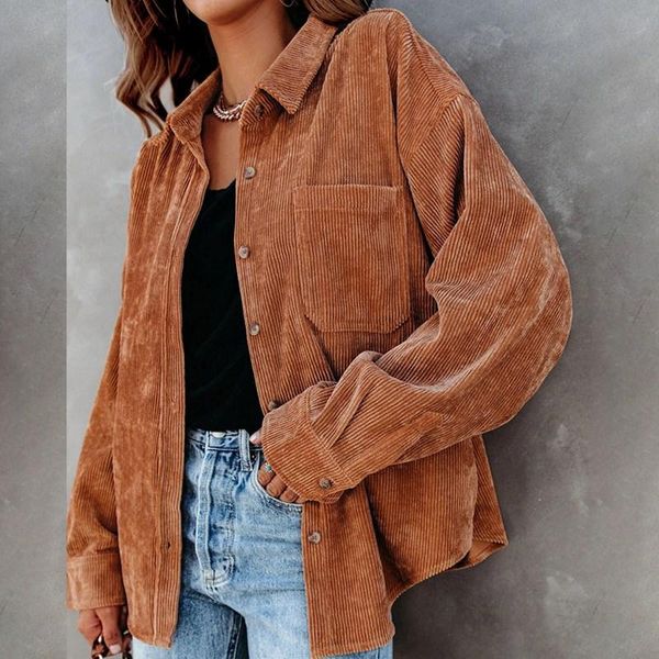women's jackets fashion women corduroy coat long sleeves shirt jacket lapel bf style fall elegant vintage brown blouses loose casual, Black;brown
women's jackets fashion women corduroy coat long sleeves shirt jacket lapel bf style fall elegant vintage brown blouses loose casual, Black;brown