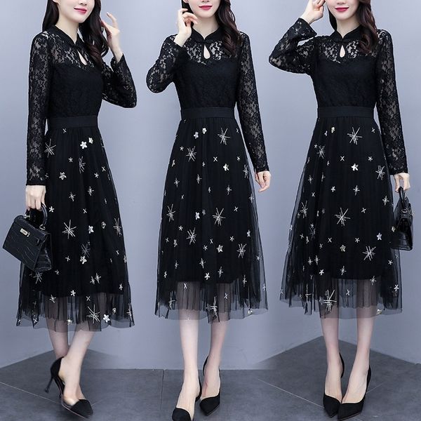 pmb 2020 large women's autumnfat mm waist slim belly covered plus size dresses lace lace long sleeve improved cheongsam dress
pmb 2020 large women's autumnfat mm waist slim belly covered plus size dresses lace lace long sleeve improved cheongsam dress