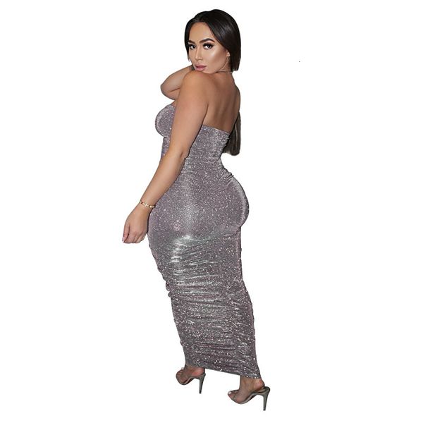 sparkling women strapless gown 2021 spring chic backless sleeveless shirring elastic bodycon ankle-length es, Black;gray
sparkling women strapless gown 2021 spring chic backless sleeveless shirring elastic bodycon ankle-length es, Black;gray