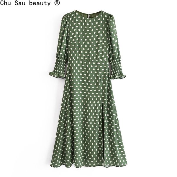 summer vintage o neck elastic polka dot lotus leaf edge mid-sleeve fashion long dress female vestidos chic 210508, Black;gray
summer vintage o neck elastic polka dot lotus leaf edge mid-sleeve fashion long dress female vestidos chic 210508, Black;gray