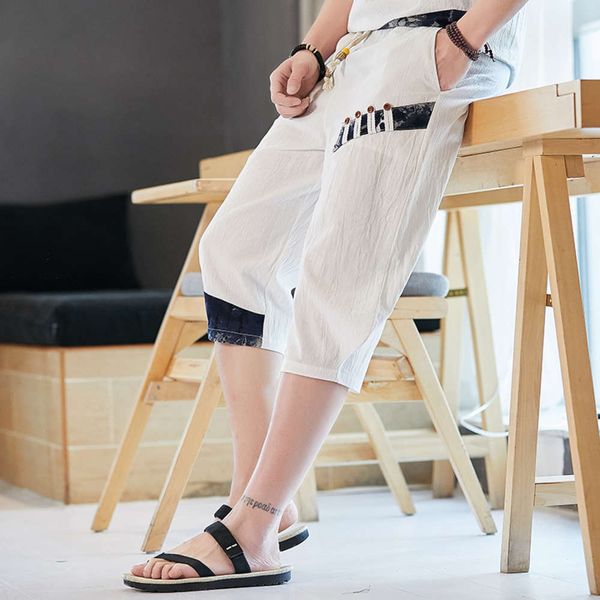men's pants chinese style summer cotton hemp loose casual large linen wide leg capris fashion znbj, Black
men's pants chinese style summer cotton hemp loose casual large linen wide leg capris fashion znbj, Black