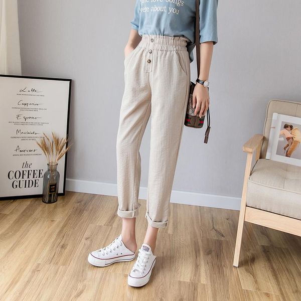 women's pants & capris summer loose and thin style harun nine-minute cotton linen show slim casual elastic waist, Black;white
women's pants & capris summer loose and thin style harun nine-minute cotton linen show slim casual elastic waist, Black;white
