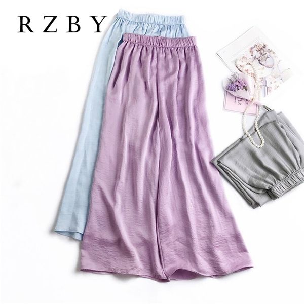 wide leg pants silk women summer trousers leg loose pants ankle length casual trouser elastic waist rzby110 211008, Black;white
wide leg pants silk women summer trousers leg loose pants ankle length casual trouser elastic waist rzby110 211008, Black;white
