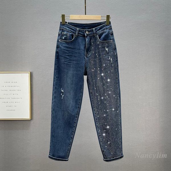 women's jeans rhinestone 2021 autumn high waist ripped holes loose harem pants denim trousers blue black
women's jeans rhinestone 2021 autumn high waist ripped holes loose harem pants denim trousers blue black