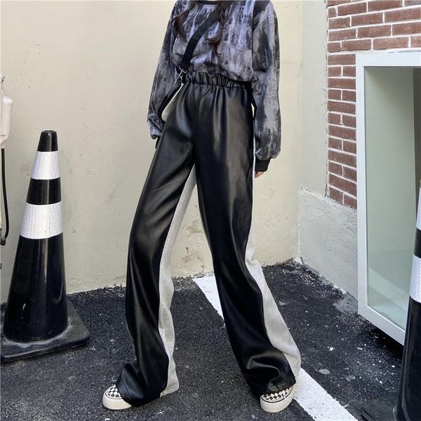 harajuku pu patchwork trousers men women korean style loose straight wide-leg pants high waist elastic streetwear women's & capris, Black;white
harajuku pu patchwork trousers men women korean style loose straight wide-leg pants high waist elastic streetwear women's & capris, Black;white