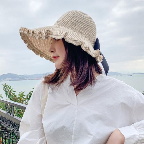 wide brim hats summer women foldable portable beach hat sun bowknot casual straw cap visors for uv protected fashion, Blue;gray
wide brim hats summer women foldable portable beach hat sun bowknot casual straw cap visors for uv protected fashion, Blue;gray