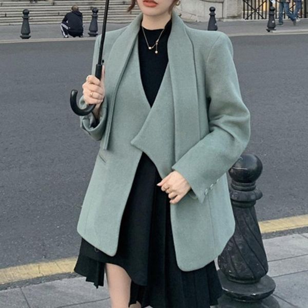 women's wool & blends woolen coat fashion mid-length jacket winter autumn irregular long sleeve plain overcoat casual female streetwear, Black
women's wool & blends woolen coat fashion mid-length jacket winter autumn irregular long sleeve plain overcoat casual female streetwear, Black