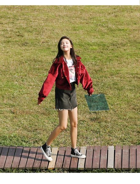 women's jackets european and american style super fashion spring long-sleeved short-section velvet jacket outerwear for women, Black;brown
women's jackets european and american style super fashion spring long-sleeved short-section velvet jacket outerwear for women, Black;brown