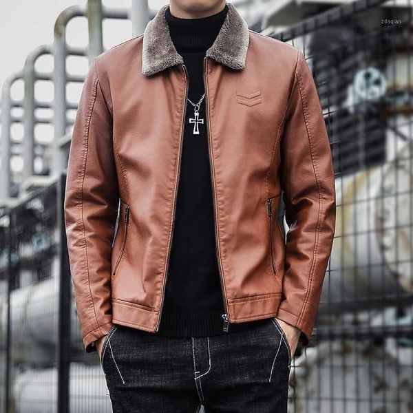 men's leather & faux fur jacket autumn and winter 2021 trend korean plush motorcycle clothes, Black
men's leather & faux fur jacket autumn and winter 2021 trend korean plush motorcycle clothes, Black
