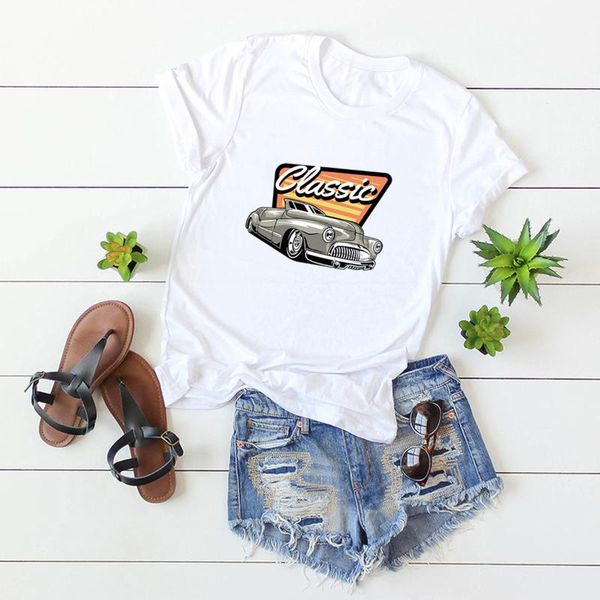 women's t-shirt shirts classic woman print car casual tee female short sleeve, White
women's t-shirt shirts classic woman print car casual tee female short sleeve, White