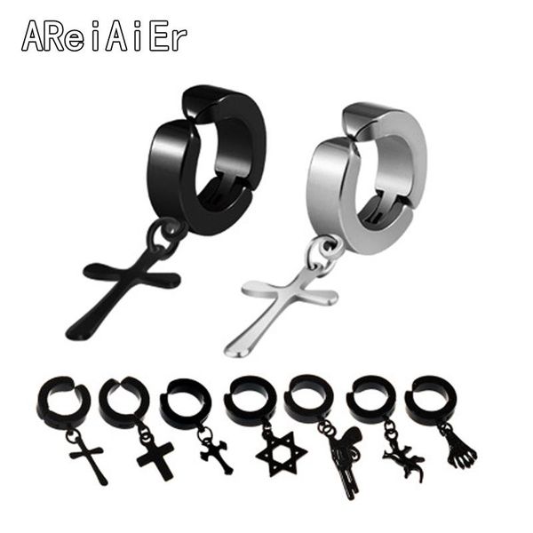 clip-on & screw back men ear clip black hiphop fashion rock style version earrings cross and women tide studs titanium steel clips, Silver
clip-on & screw back men ear clip black hiphop fashion rock style version earrings cross and women tide studs titanium steel clips, Silver